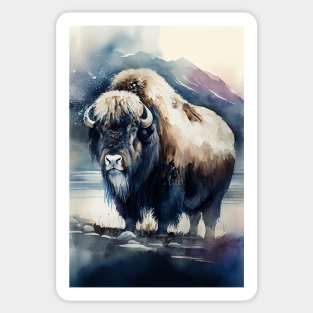 The Arctic Muskox - Watercolor Paint Sticker